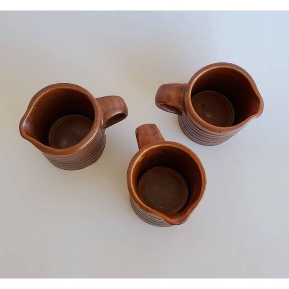 Hall China Brown Ringware Creamer, Syrup Pitcher - Picture 8 of 10